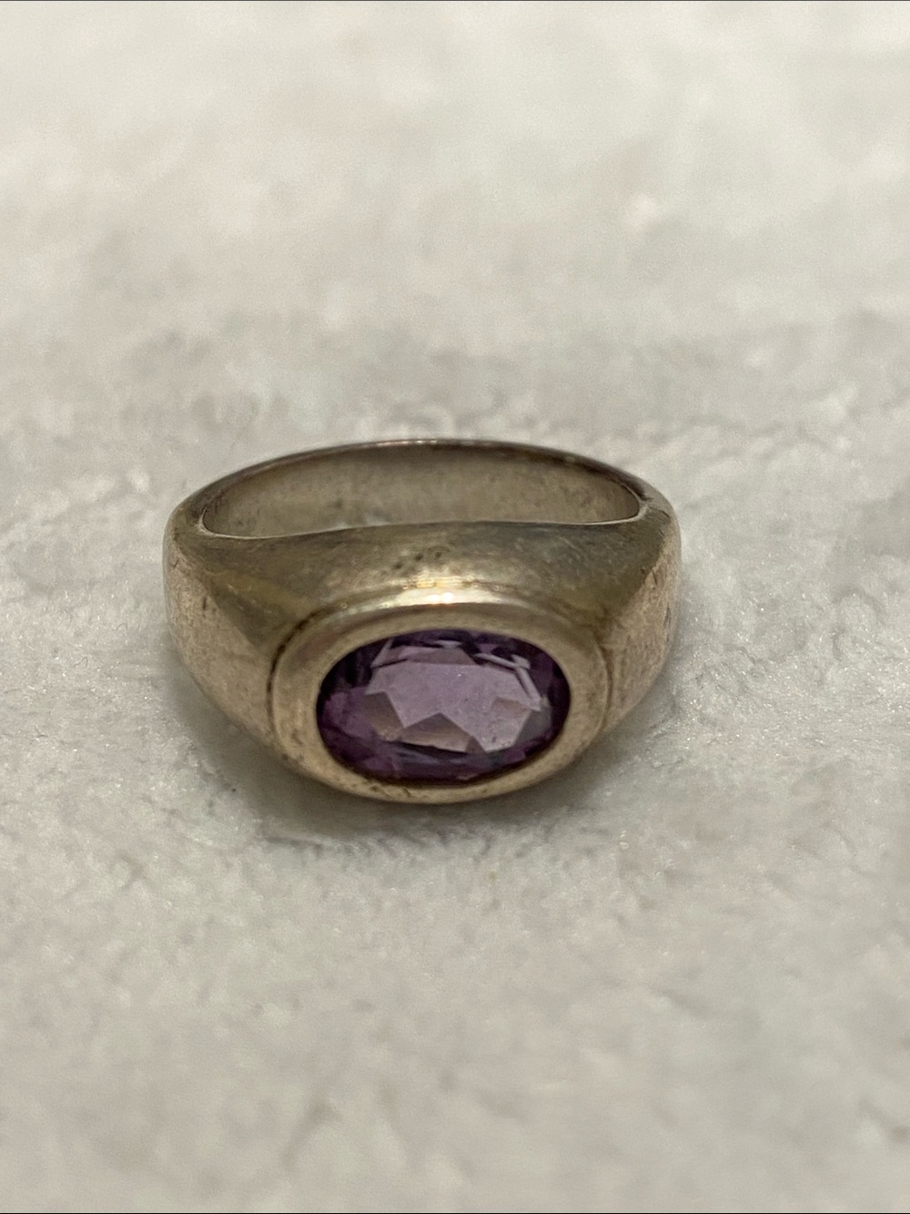 Sterling Silver 925 Amethyst Gemstone Signet Ring